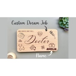 Doctor Personalized Breakfast Board with Name & Custom Dream Job „When I grow up, I want to be“, Future Career, wood engraved wi