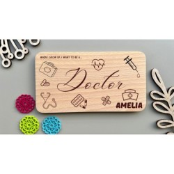 Doctor Personalized Breakfast Board with Name & Custom Dream Job „When I grow up, I want to be“, Future Career, wood engraved wi