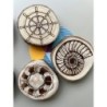 Nautical Theme Wooden Coasters, Set of 6 pcs, 5th wedding anniversary gift, 6th anniversary present, Sea Shell, Compass, Shippin