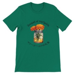 T-Shirt „Bouquet of marigolds“ with Japanese translation, regular fit premium crewneck shirt, graphic flowery herb print, faux p