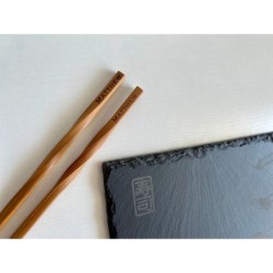 Slate Sushi Serving Plate Set with Custom Chopsticks - Elegant Nigiri Tray for Sashimi, Maki, Ikura, Onigiri, Tamago sushi, Salm