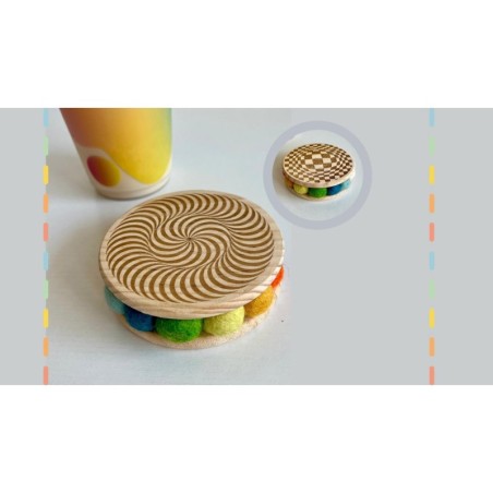 Optical Illusion Wooden Felt Coaster, 2 different designs on each side, Elegant Table Decor for Drinks