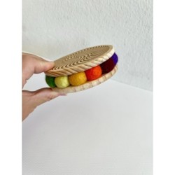 Optical Illusion Wooden Felt Coaster, 2 different designs on each side, Elegant Table Decor for Drinks