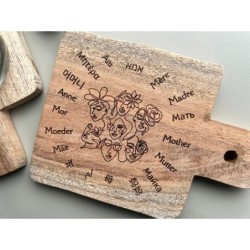 Wooden Coaster „Mother“ in 18 different languages, in the shape of a mini cutting board, stay at home mom, mothersday gift