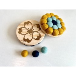 Sakura Coasters Deco Items, Set of 2 pcs, Elegant Table Decor for Drinks, Wooden Top Felt Bottom